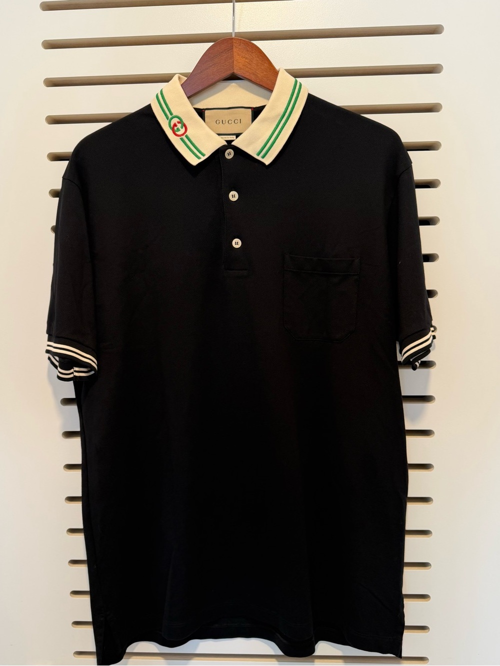 Gucci Piquet Polo Interlocking G Collar Black XXXL